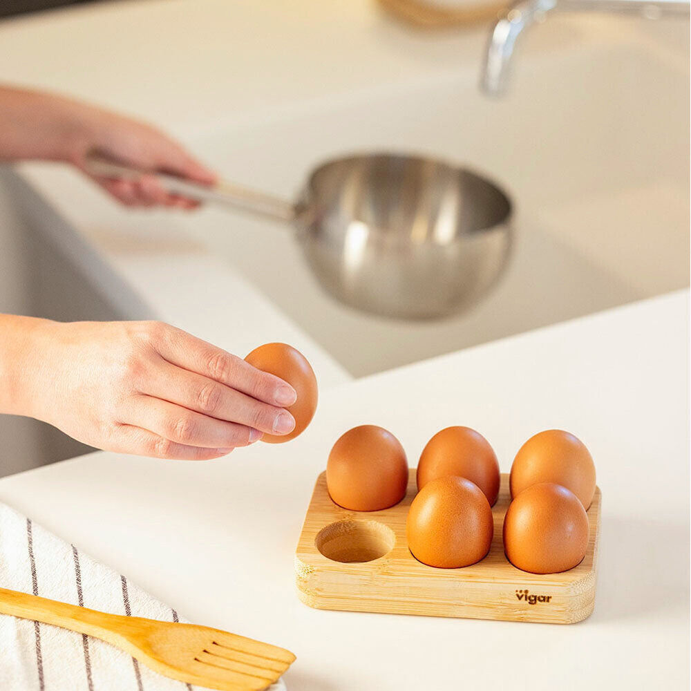 4PK Vigar Becco Bamboo 6-Egg Holder Pantry Organiser Tray 15.6cm