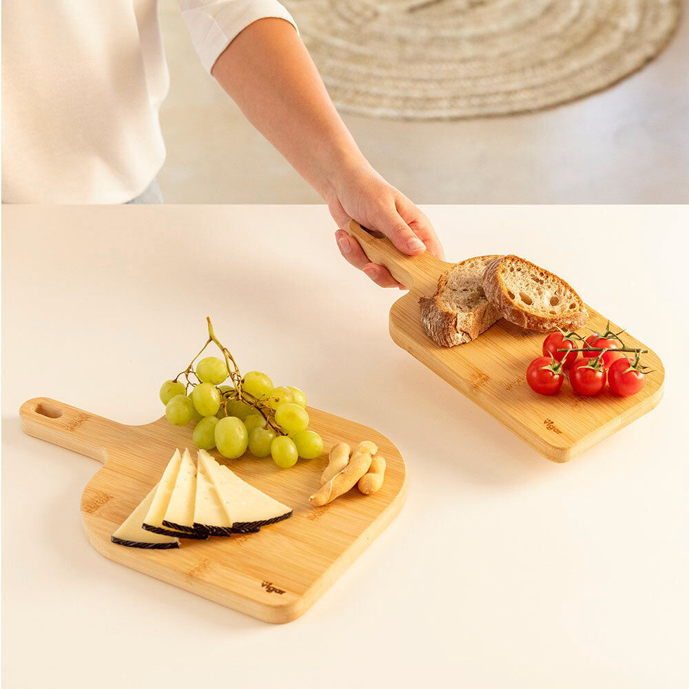 2pc Vigar Becco Bamboo Serving Snack Cheese Boards w/ Handle Small/Medium