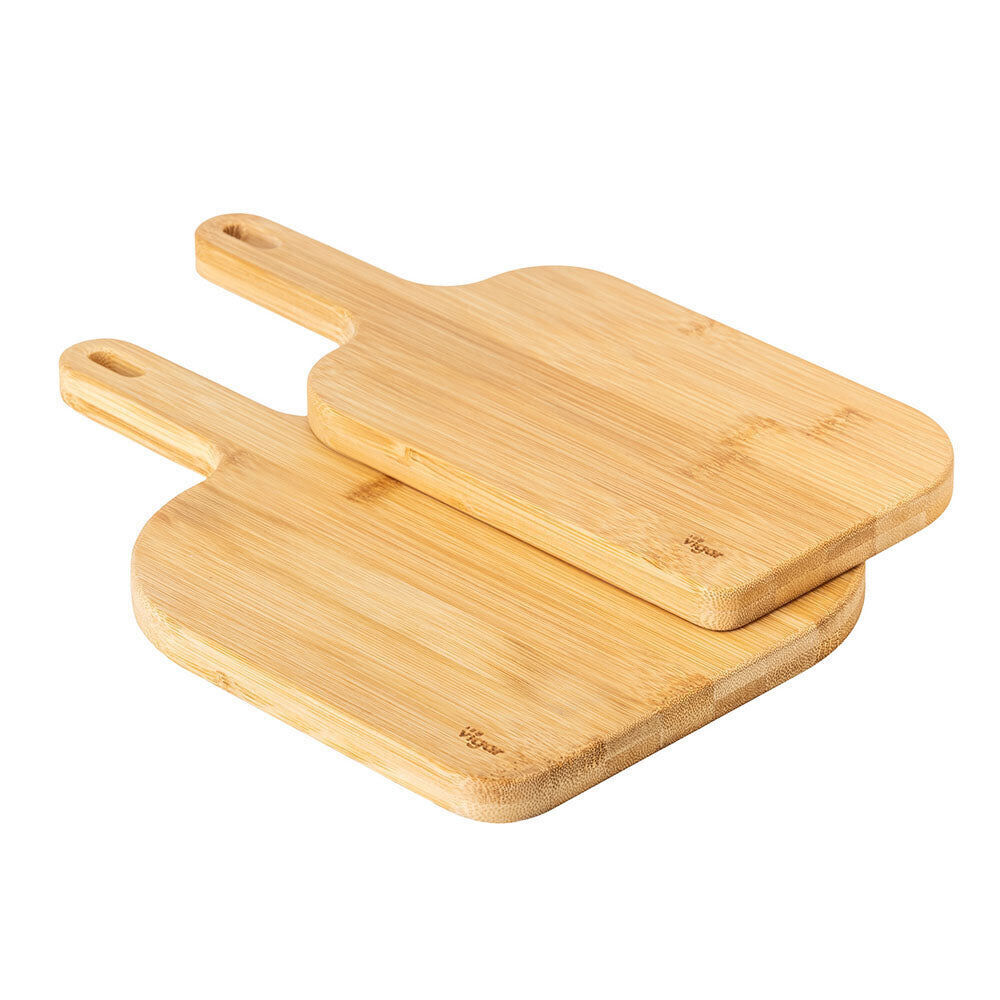 2pc Vigar Becco Bamboo Serving Snack Cheese Boards w/ Handle Small/Medium