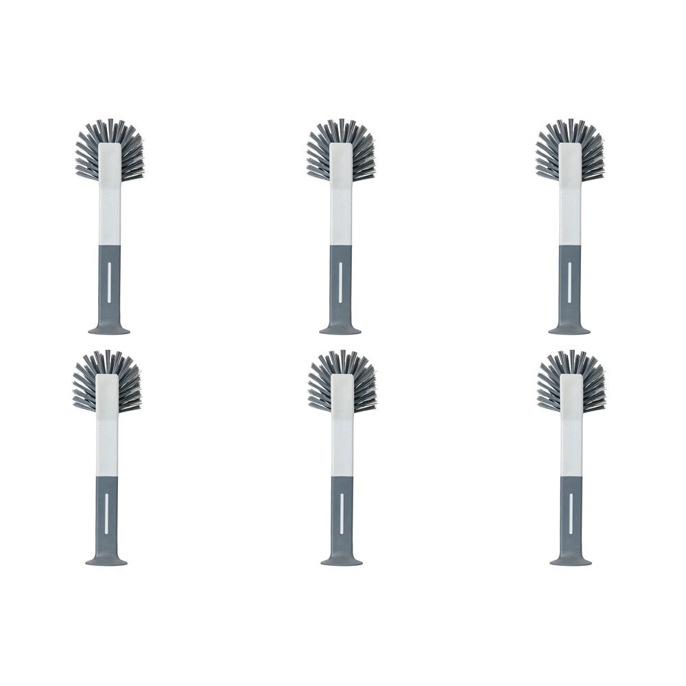 6PK Vigar Standing Oval Grey Dish Brush Cleaner w/ Suction Cup 28cm