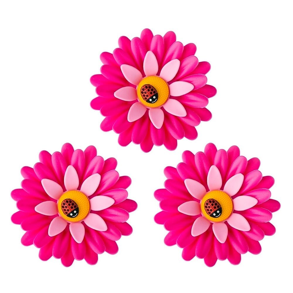 2x 3pc Vigar Flower Power Refrigerator Fridge Magnet - Pink