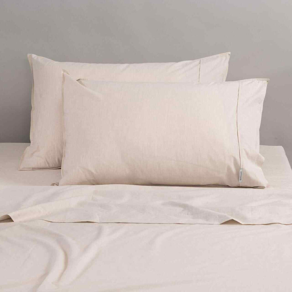 Canningvale Single Vintage Softwash Cotton Sheet Set - Oatmeal Melange