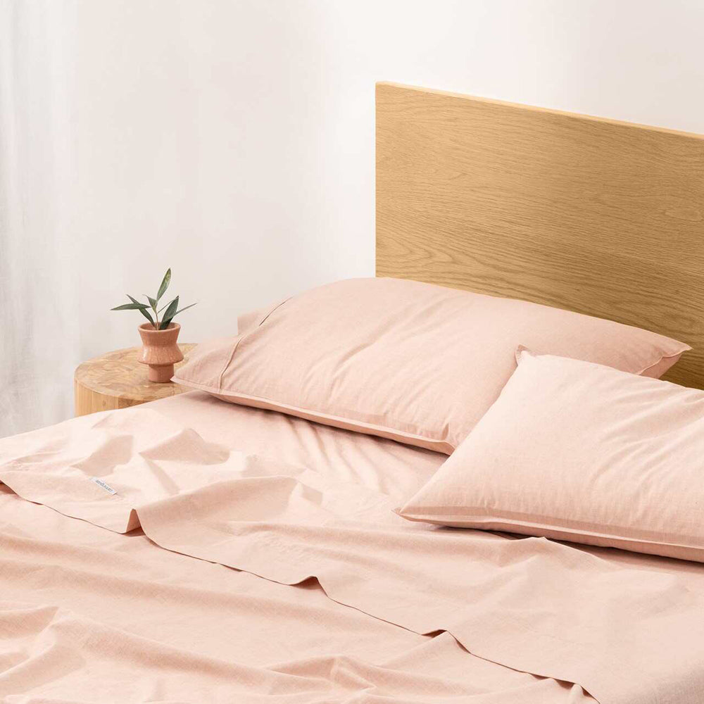 Canningvale Double Vintage Softwash Cotton Sheet Set - Brulee Melange