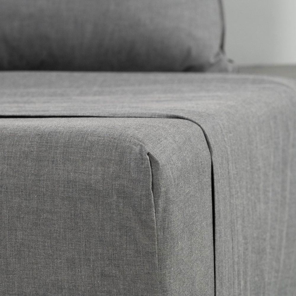 Canningvale Double Vintage Softwash Cotton Sheet Set - Charcoal Melange