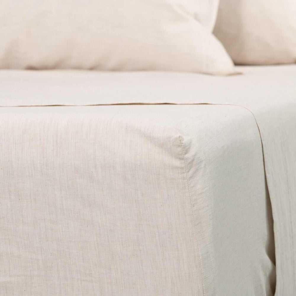 Canningvale Super King Sheet Vintage Softwash Cotton Set - Oatmeal Melange