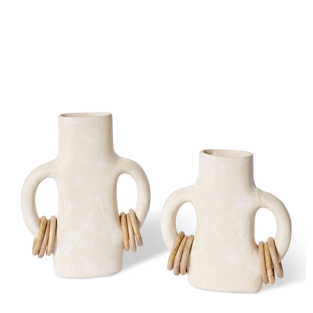 E Style Abdou Vessel Ecomix/Wood Decorative Vase 29cm - Ivory/Natural