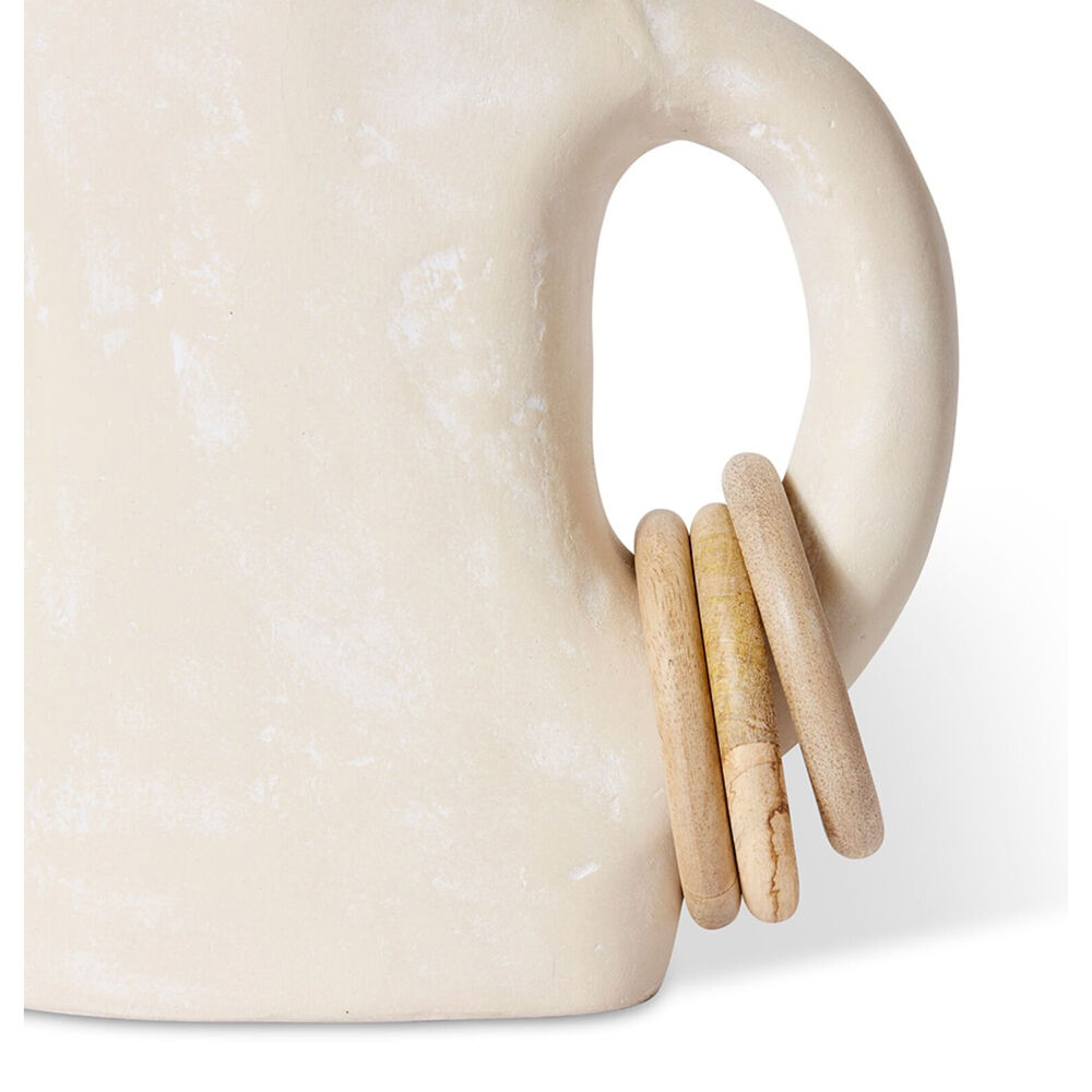 E Style Abdou Vessel Ecomix/Wood Decorative Vase 29cm - Ivory/Natural