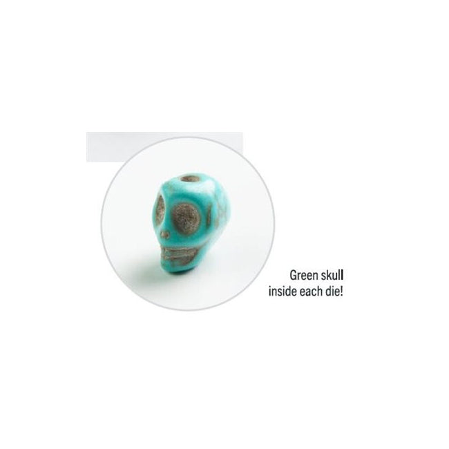 7pc Gamegenic Embraced Series Green Skull RPG Dice Set Gaming Accessory