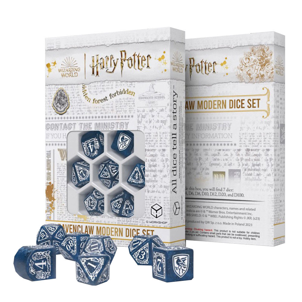 7pc Q-Workshop Harry Potter Ravenclaw Modern RPG Dice Set Blue/White