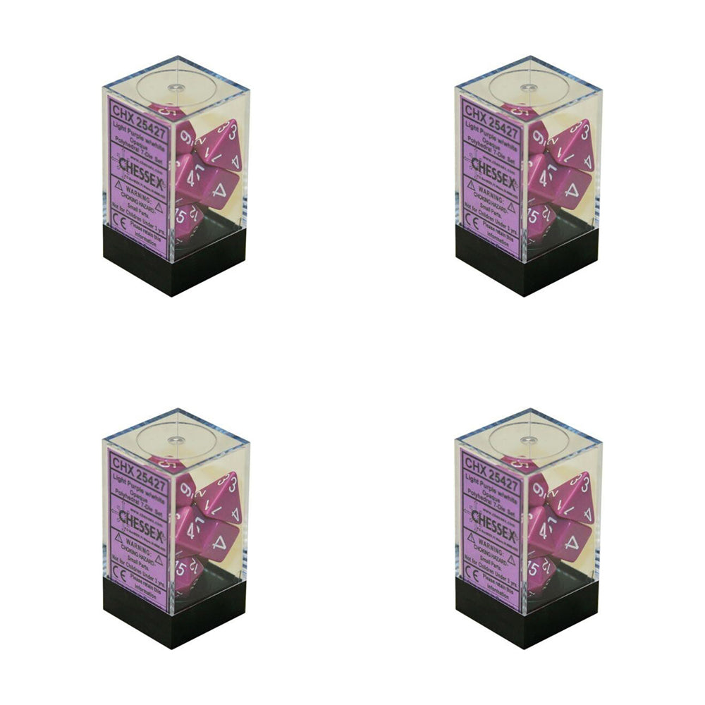 4x 7pc Chessex Opaque Polyhedral Gaming Dice Set Light Purple/White