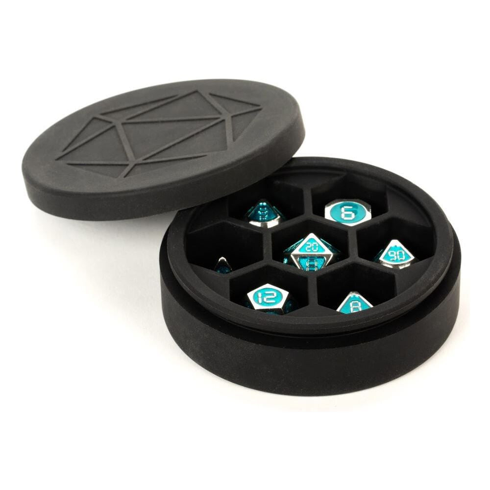 MDG Silicone Dice Case Round Black Sleek Dice Holder w/ Protective Features
