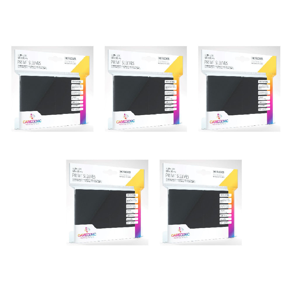 5x 100pc Gamegenic Prime Card Sleeves Black Gaming Accessory