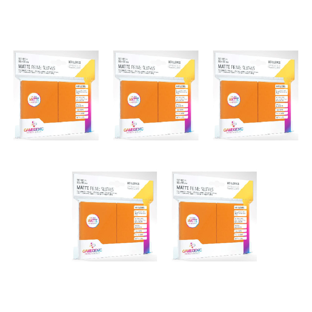 5x 100pc Gamegenic Matte Prime Card Sleeves Orange Gaming Accessory