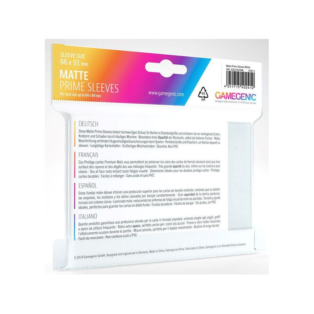 5x 100pc Gamegenic Matte Prime Card Sleeves White Gaming Accessory