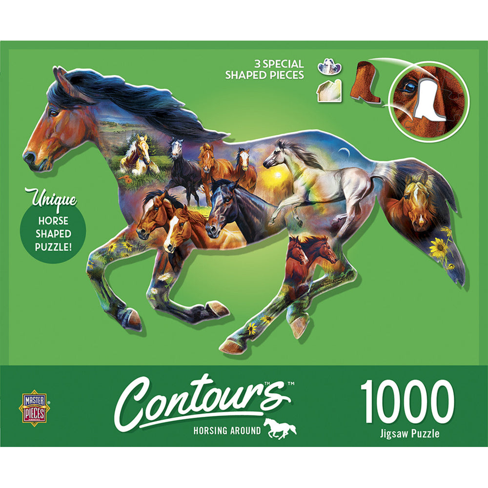 1000pc Masterpieces Puzzle Contours Shaped Wild Horse Shape 64x97cm