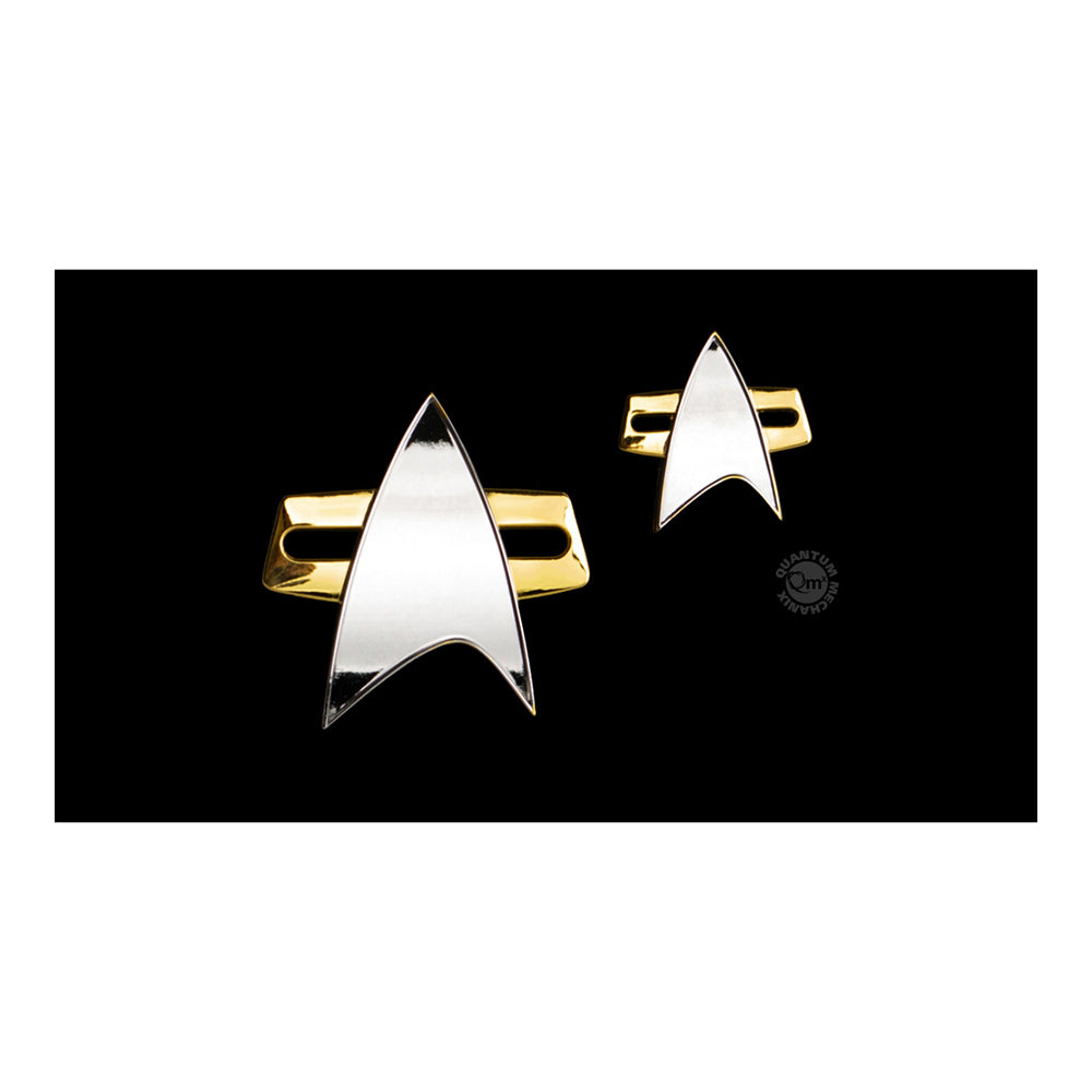 Quantum Mechanix Star Trek Voyager Communicator Badge and Pin Set TV Movie Replica