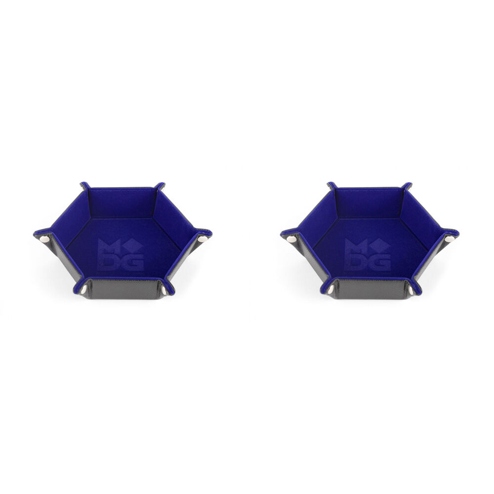 2PK Fanroll by Metallic Hexagon Fold Up Velvet Hexagpm Dice Tray - Blue