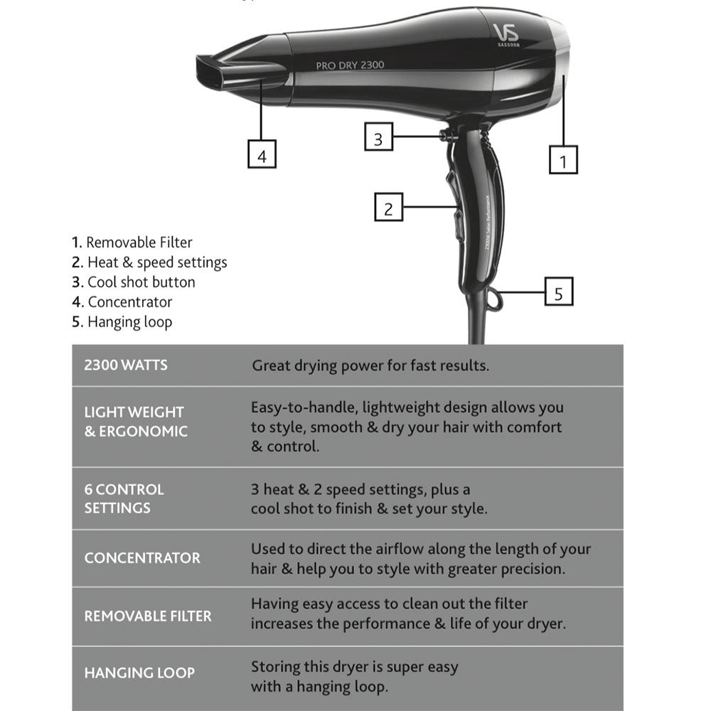 Pro Dry 2300W Hair Dryer