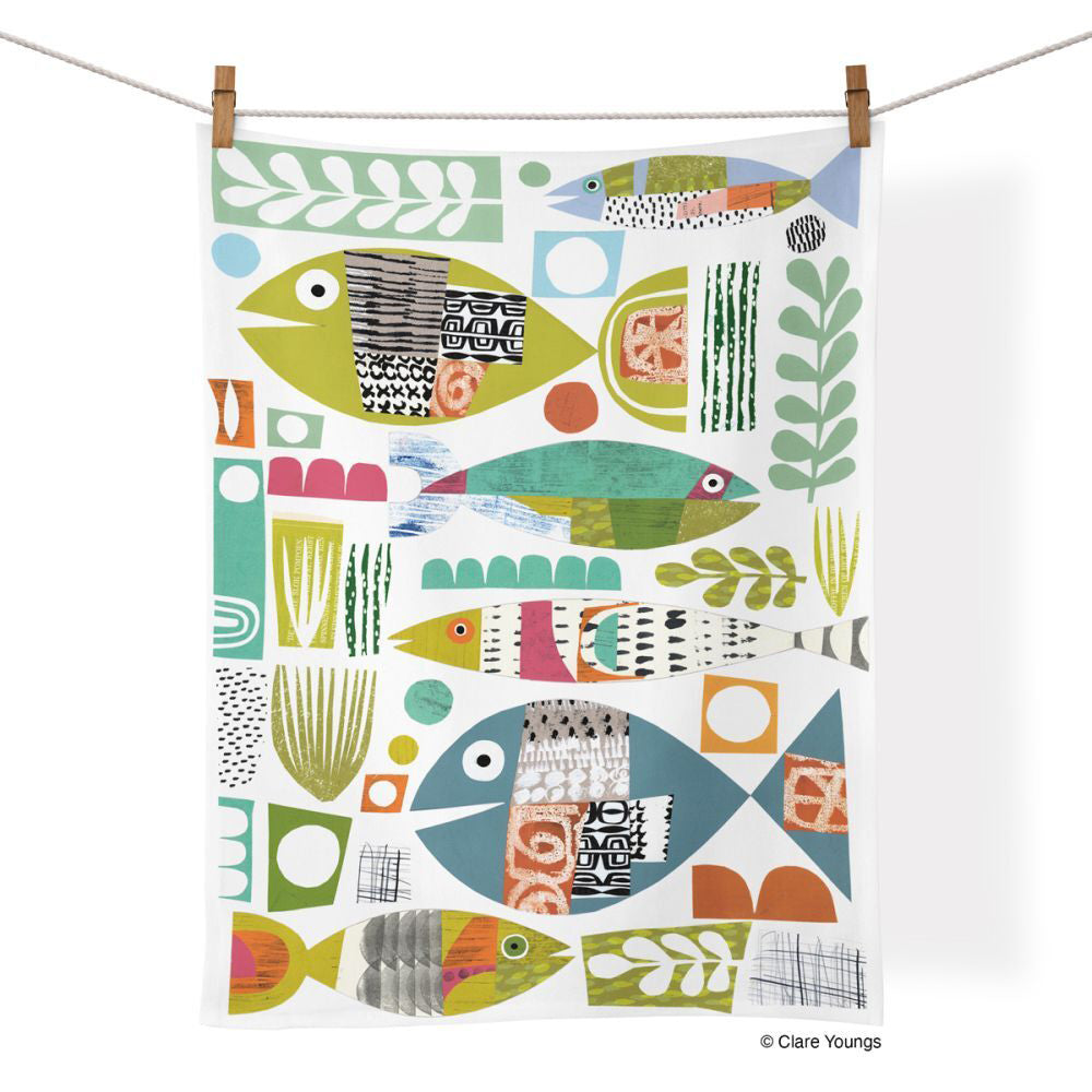 2PK WerkShoppe Cotton Kitchen Tea Towel 53.5x71cm - Fish School