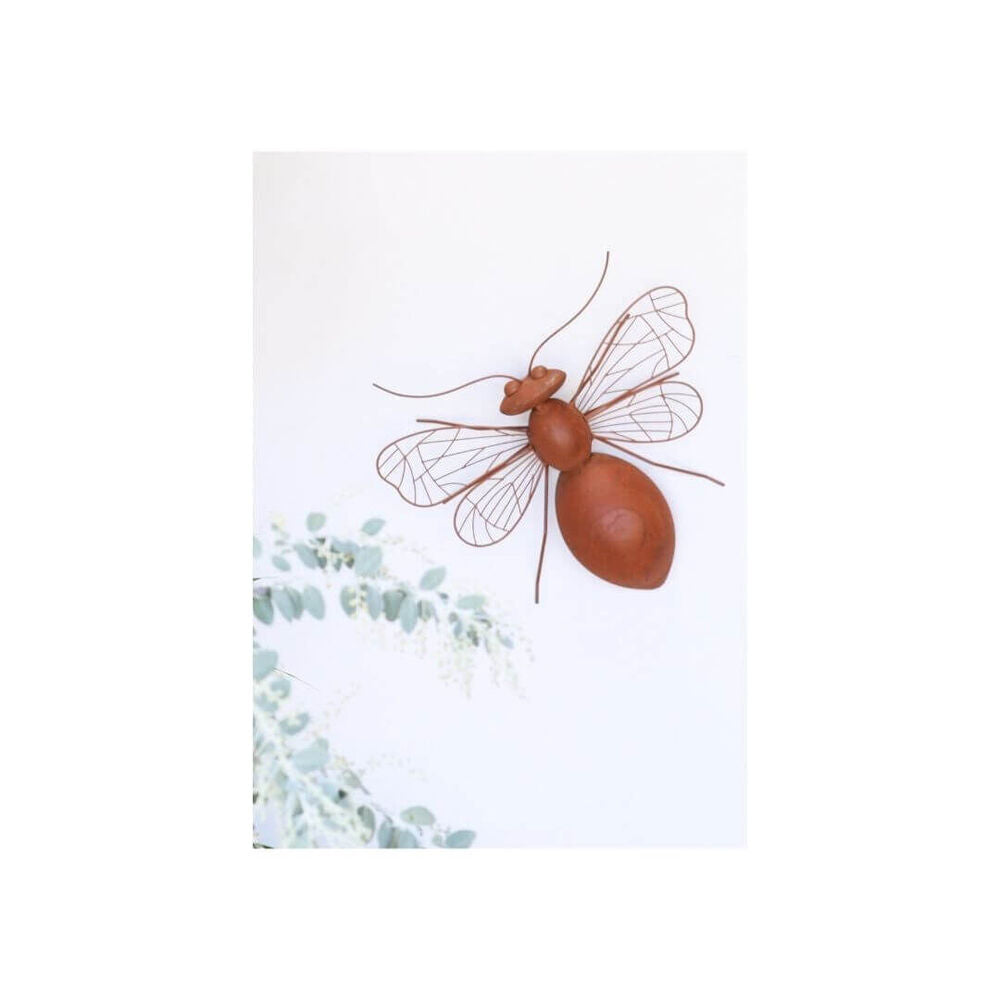 Darlin Metal Buzley Bee Wall Art Decor 38.5x37.5cm Matte Rust Finish