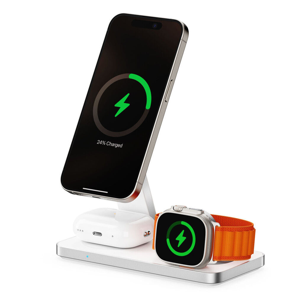 ChargeCore Laser 3-in-1 15W Wireless MagSafe Fast Charging Stand White