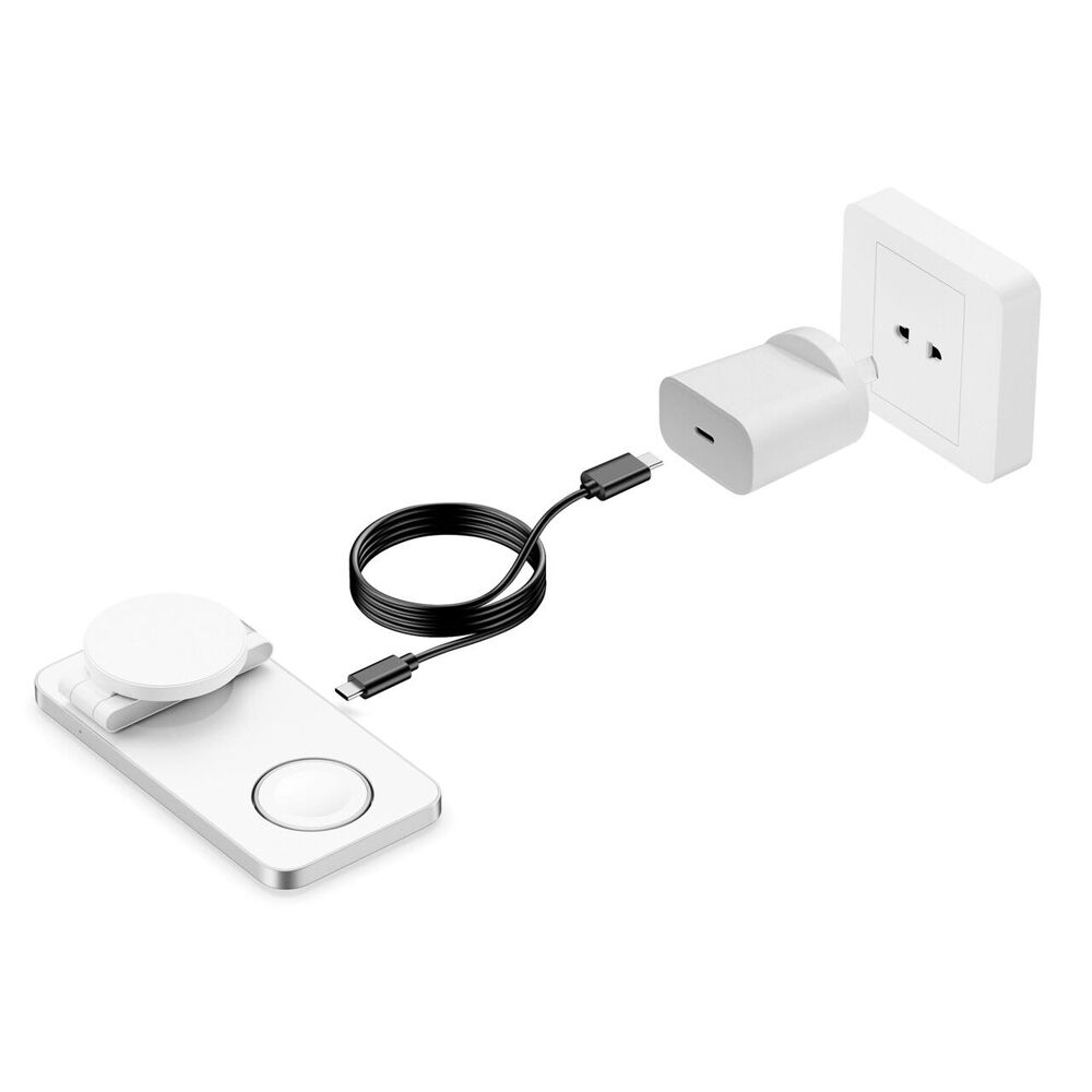 ChargeCore Laser 3-in-1 15W Wireless MagSafe Fast Charging Stand White