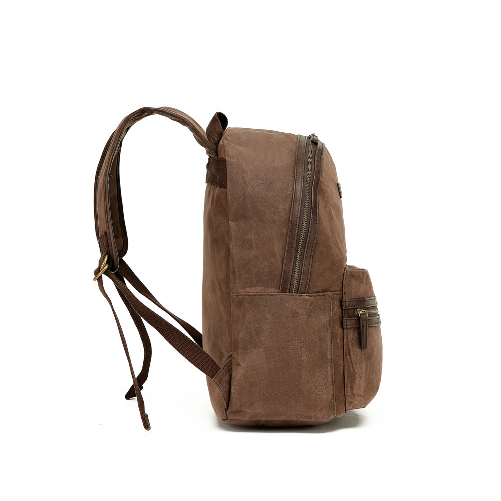 Tosca Waxed Canvas Padded Shoulder Zipped Backpack 36cm