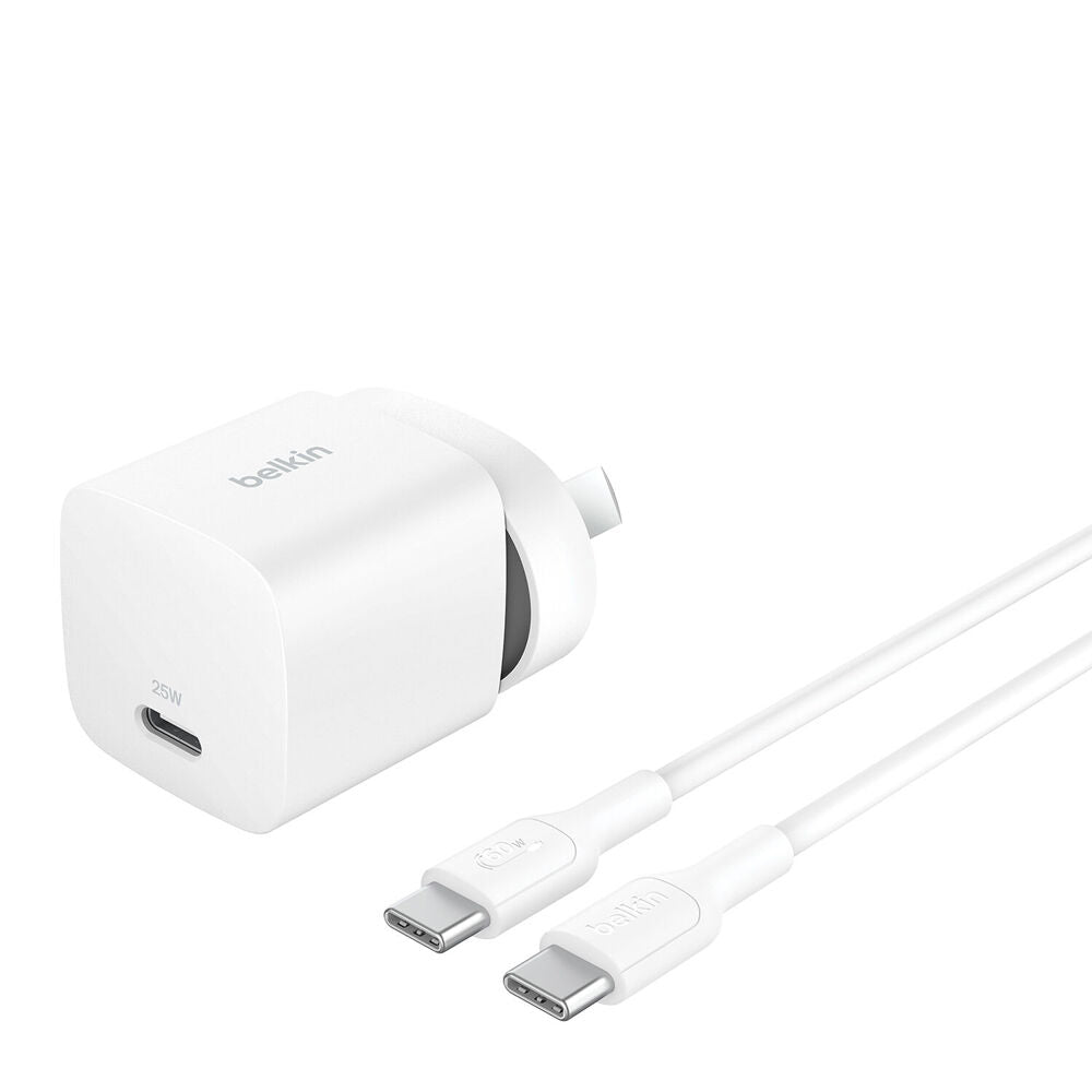 2x 2pc Belkin BoostCharge 30W Fast-Charging Wall Charger & 1m USB-C Cable White