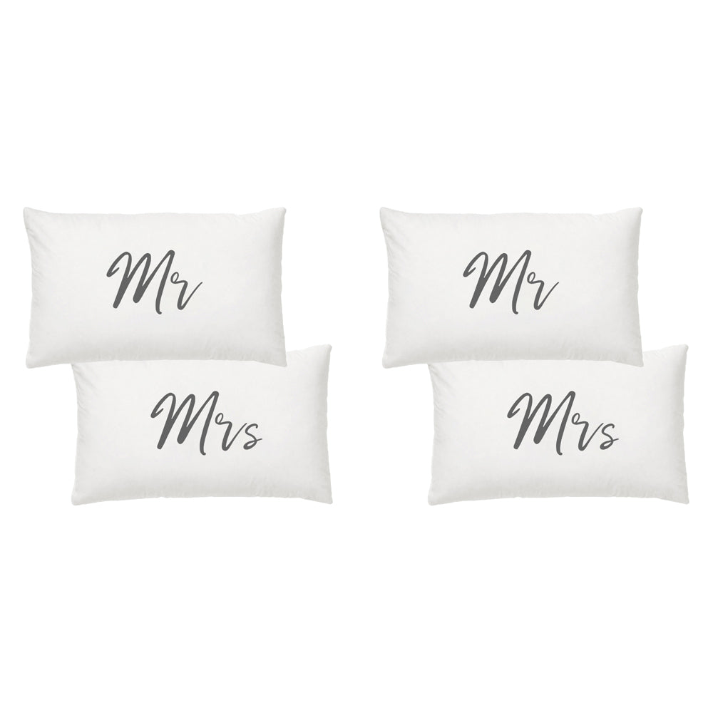 2PK Splosh Wedding Mr & Mrs Cotton Pillowcase Set 74x48cm - White