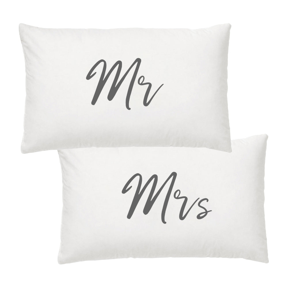 2PK Splosh Wedding Mr & Mrs Cotton Pillowcase Set 74x48cm - White