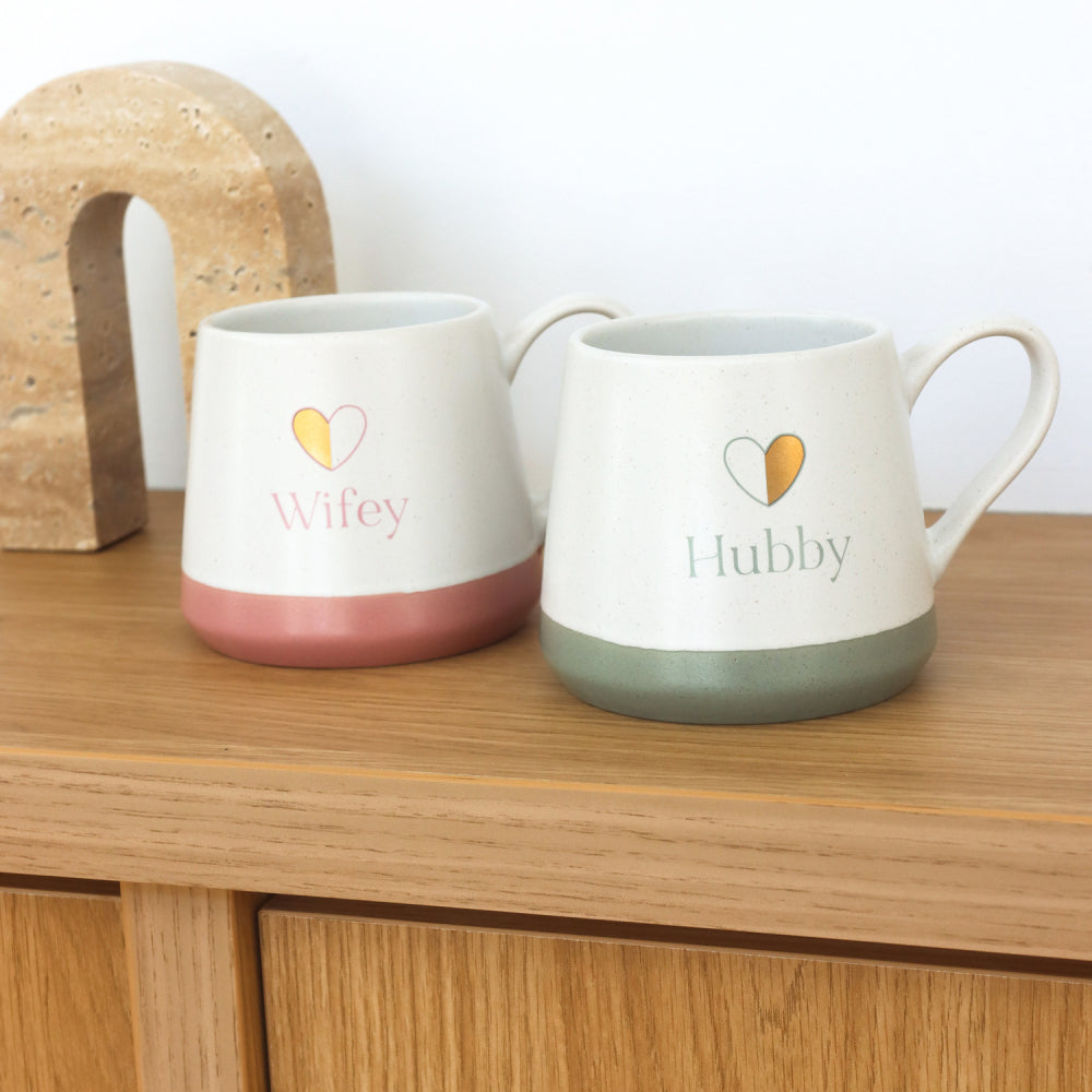 2x 2pc Splosh Wedding Wifey & Hubby Ceramic Mug Set 440ml