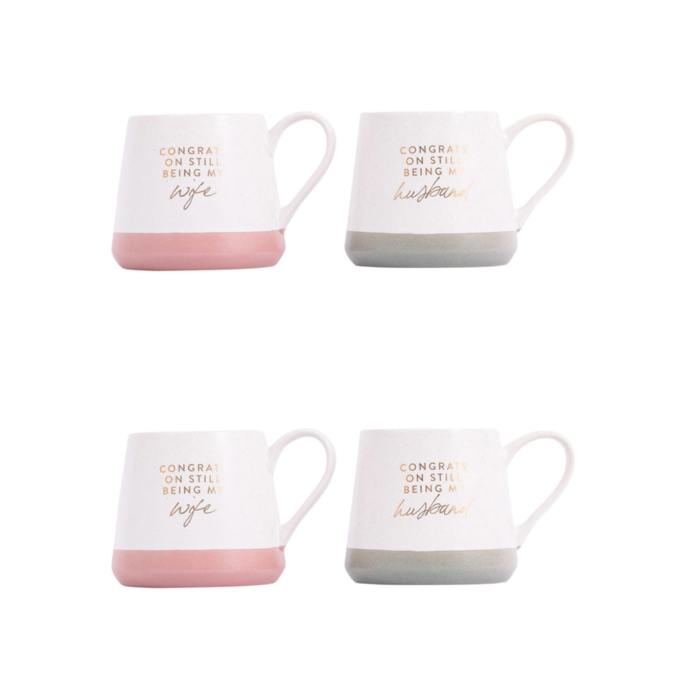 2x 2pc Splosh Wedding Congrats Ceramic Mug Set 440ml