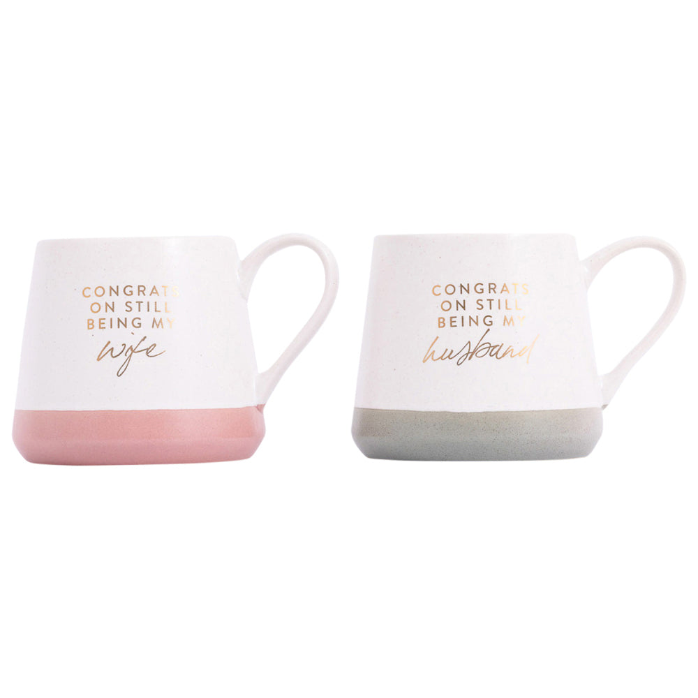 2x 2pc Splosh Wedding Congrats Ceramic Mug Set 440ml