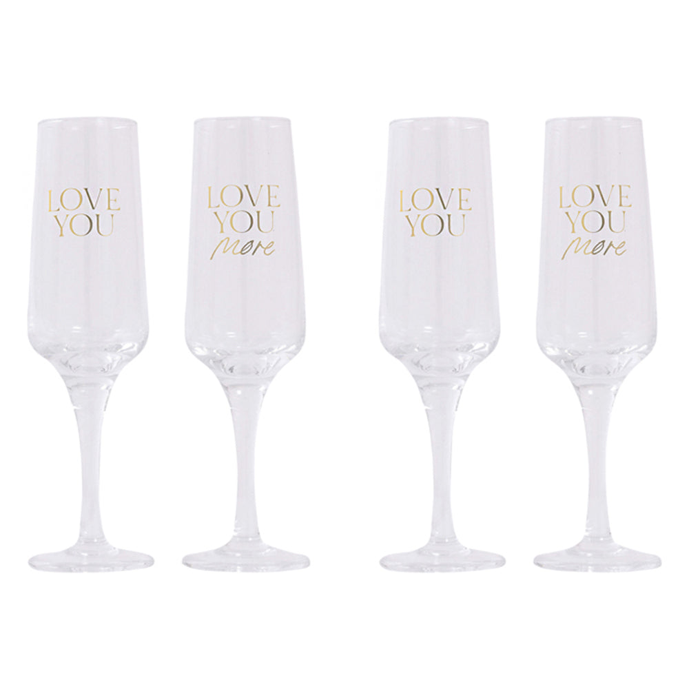 2x 2pc Splosh Wedding Love You Wine Glass Set 22cm - Clear