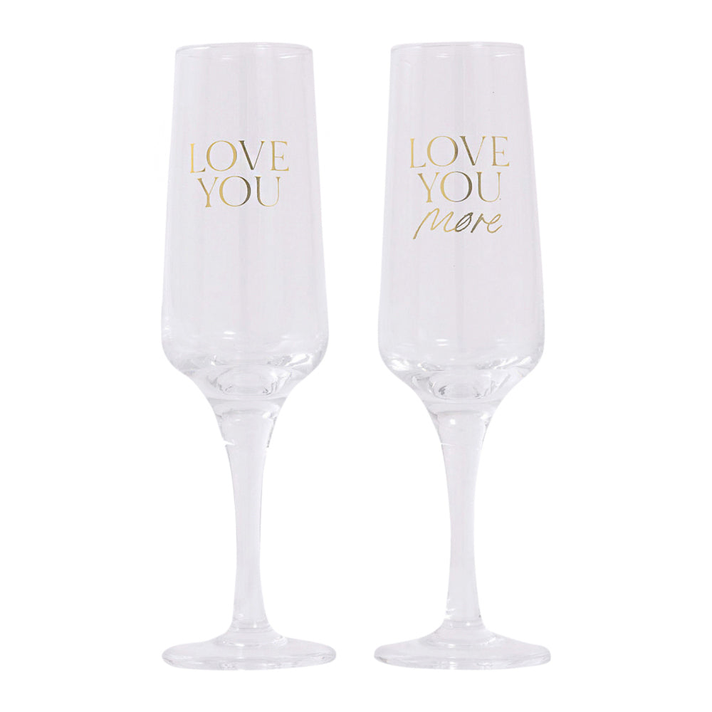2x 2pc Splosh Wedding Love You Wine Glass Set 22cm - Clear