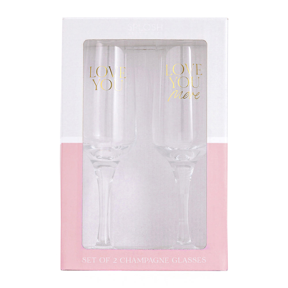 2x 2pc Splosh Wedding Love You Wine Glass Set 22cm - Clear