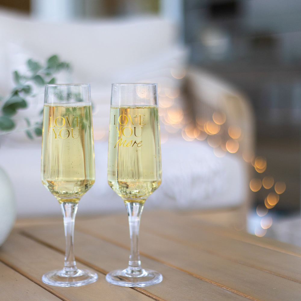 2x 2pc Splosh Wedding Love You Wine Glass Set 22cm - Clear