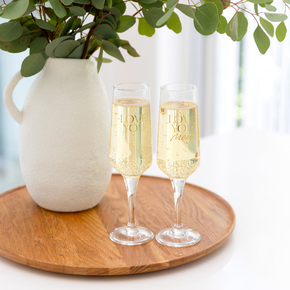 2x 2pc Splosh Wedding Love You Wine Glass Set 22cm - Clear