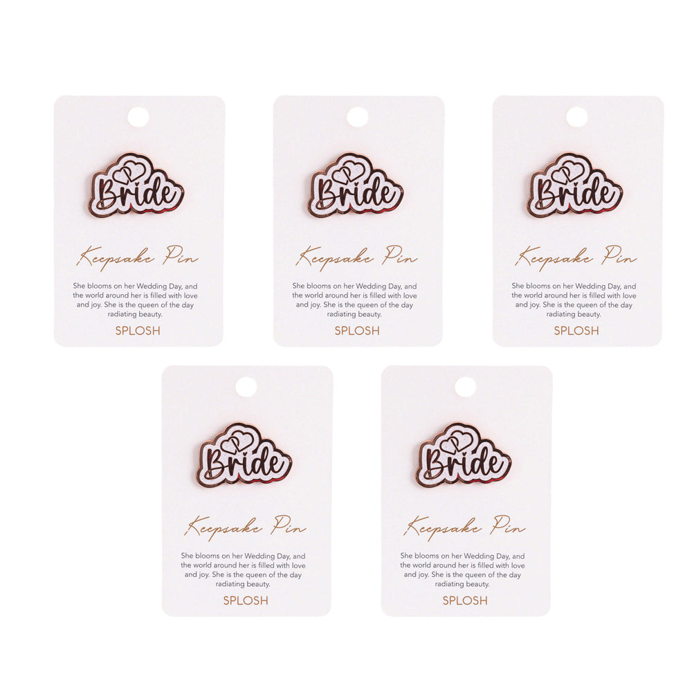 5PK Splosh Enamel Wedding Bride Keepsake Pin 4.5cm - Rose Gold