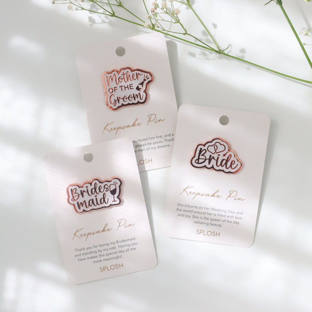 5PK Splosh Enamel Wedding Bride Keepsake Pin 4.5cm - Rose Gold