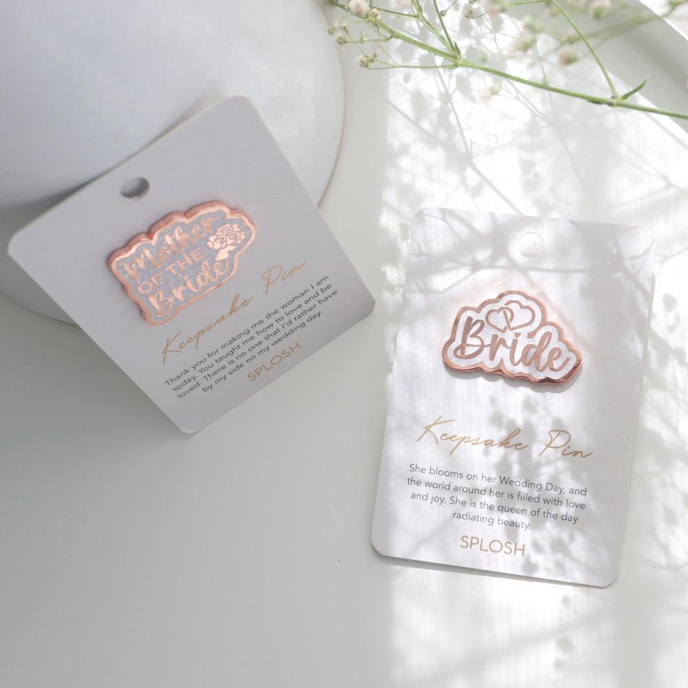 5PK Splosh Enamel Wedding Bride Keepsake Pin 4.5cm - Rose Gold