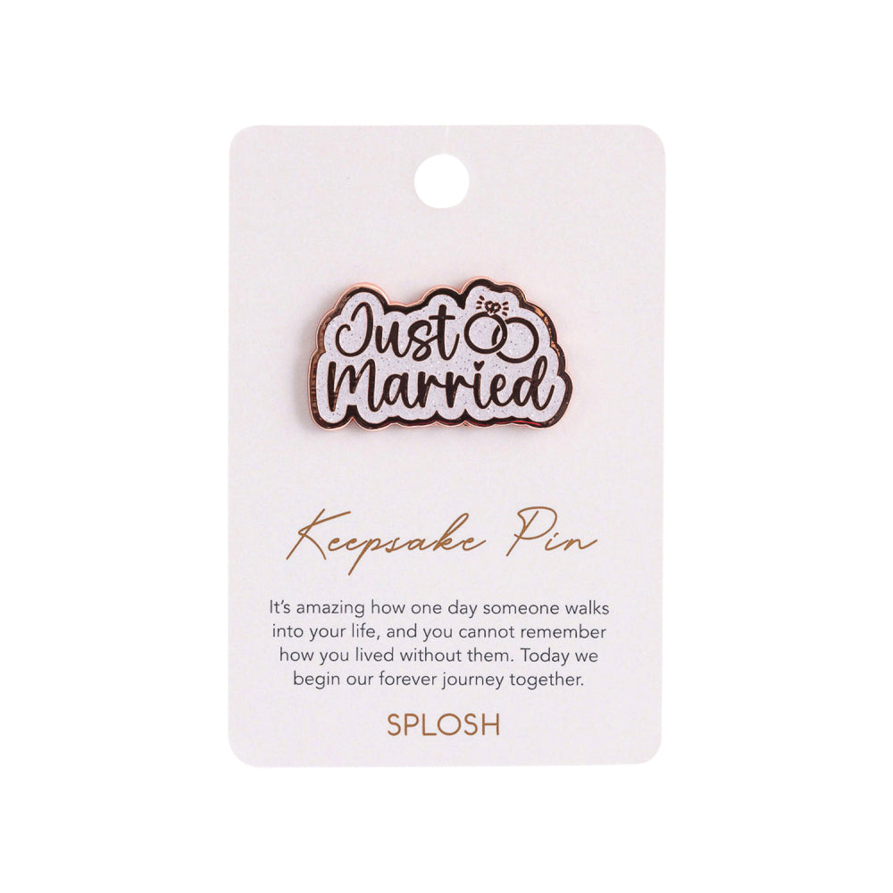 5PK Splosh Enamel Wedding Just Married Keepsake Pin 4.5cm - Rose Gold