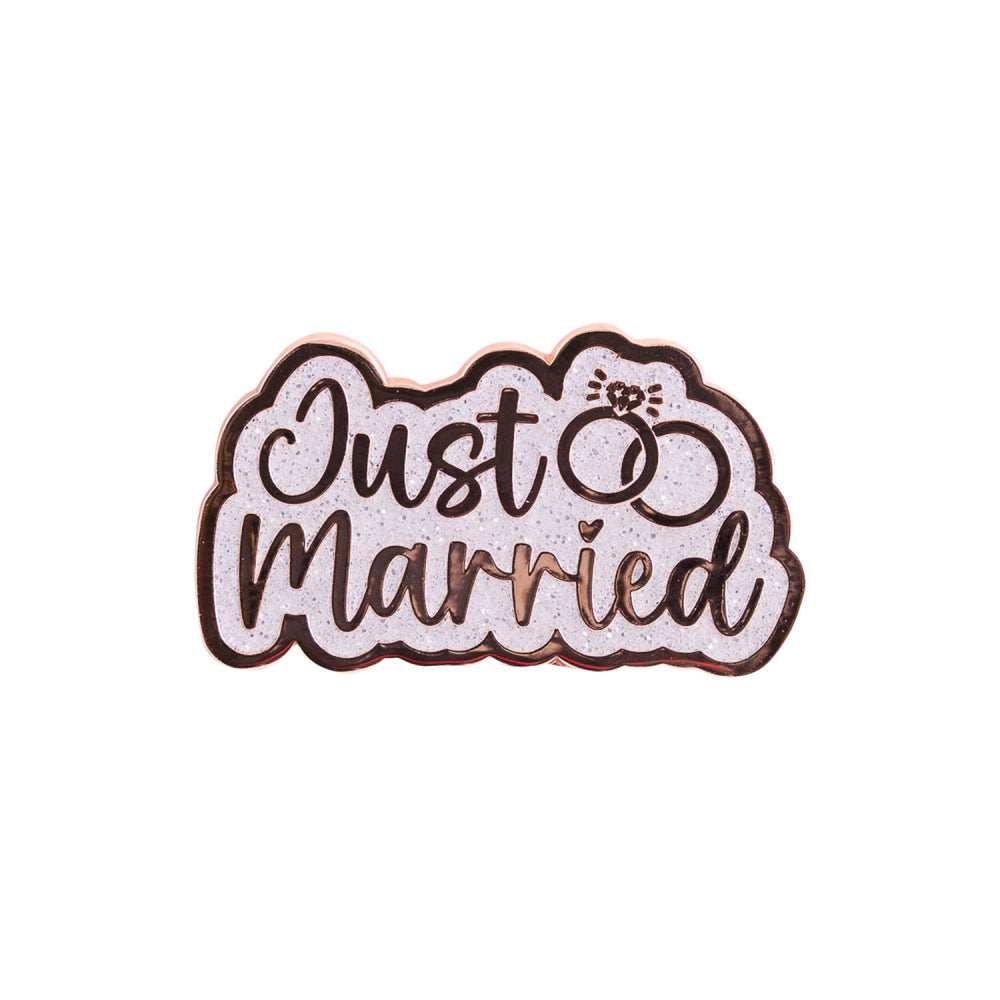 5PK Splosh Enamel Wedding Just Married Keepsake Pin 4.5cm - Rose Gold
