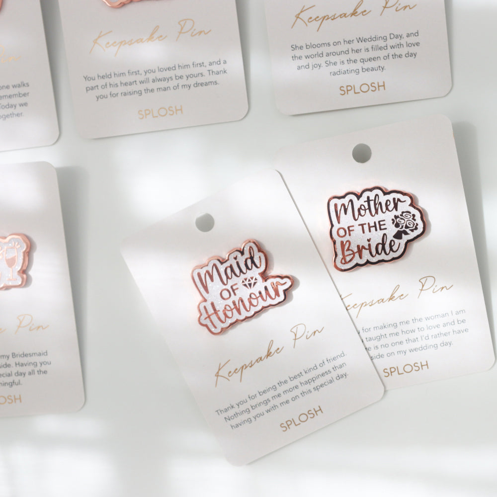 5PK Splosh Enamel Wedding Maid Of Honour Keepsake Pin 4.5cm - Rose Gold