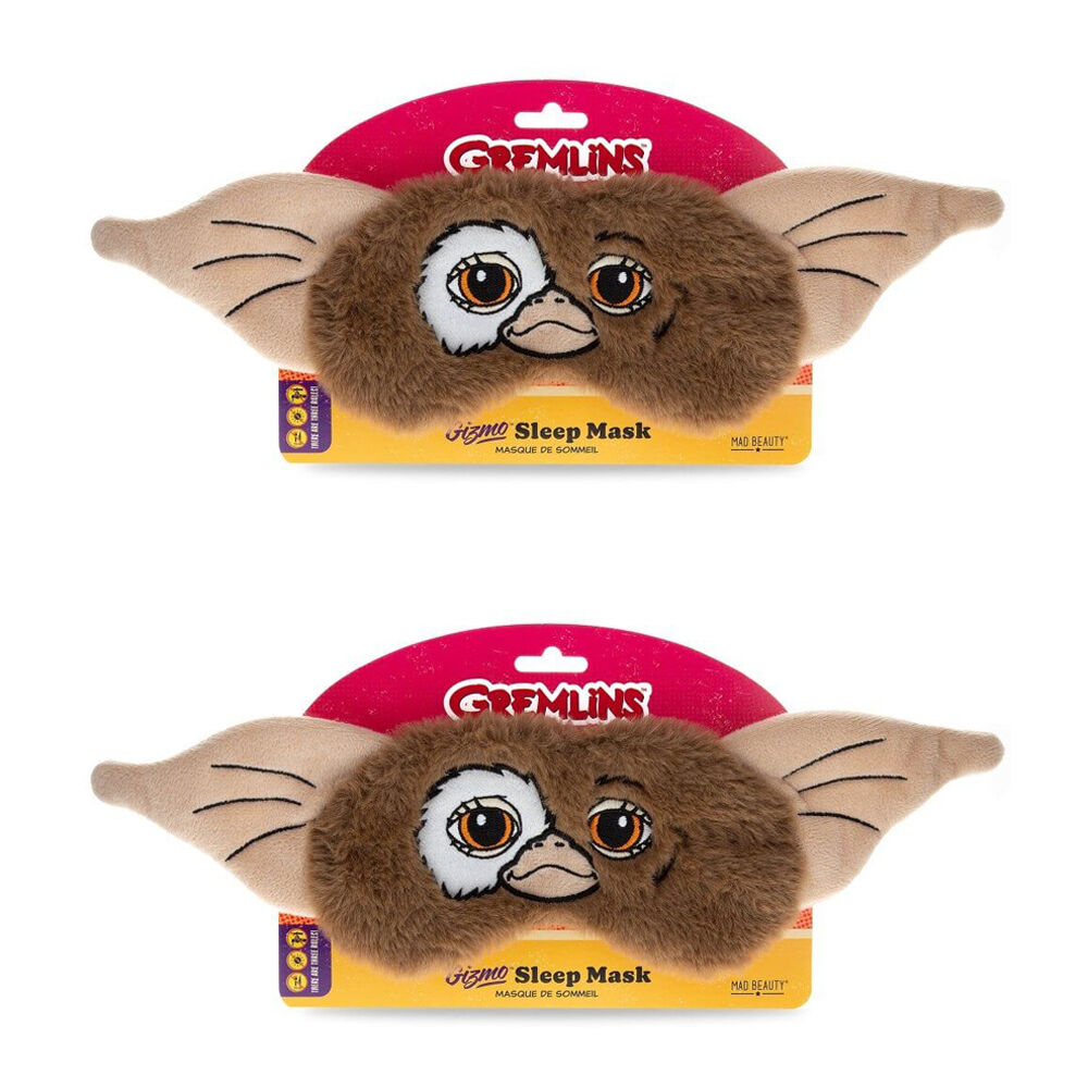 2PK Warner Bros Gremlins Mogwai Gizmo Soft Plush Sleep Face Mask Brown