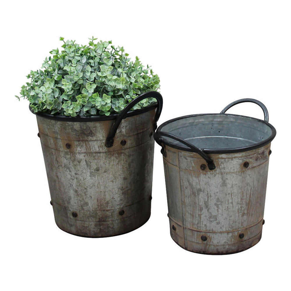 LVD 2pc French Tall 28/38cm Tub Planter w/ Handle Set - Grey