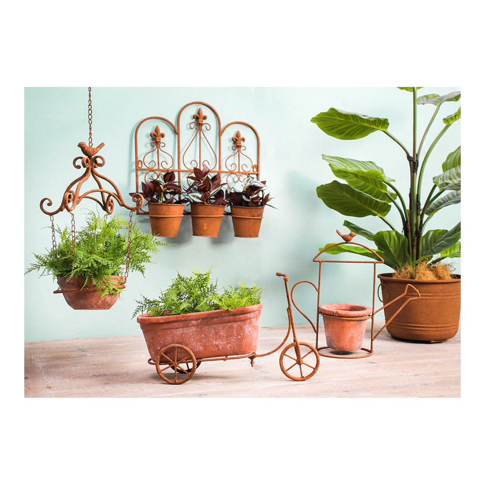 LVD Metal/Terracotta 41cm Bike Planter Clay Pot Garden Display