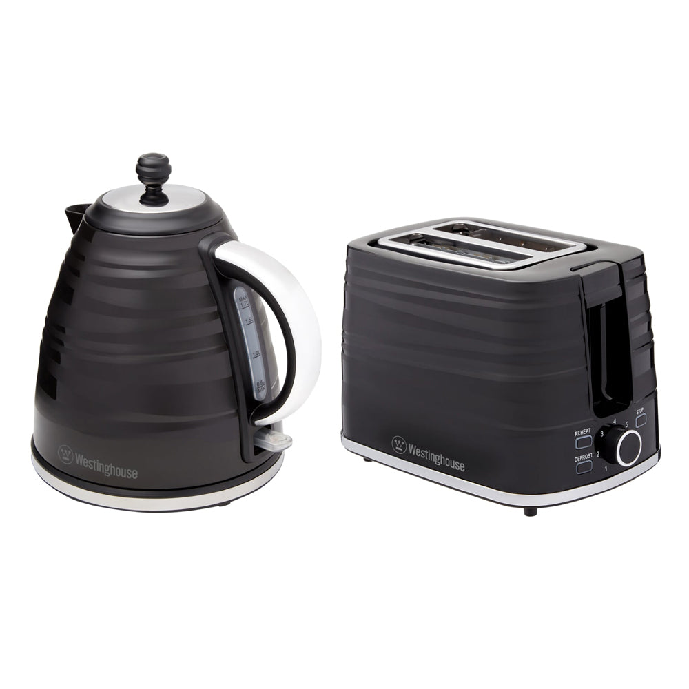 Westinghouse Plastic 1.7L kettle & 2 Slice Toaster Pack - Black