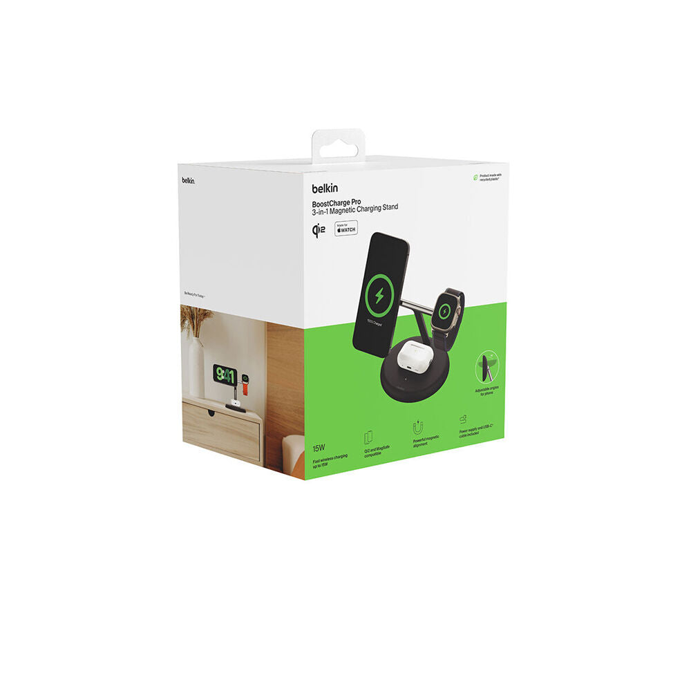 Belkin BoostCharge Pro 3-in-1 Magnetic Wireless Charging Stand w/ Qi2 Black