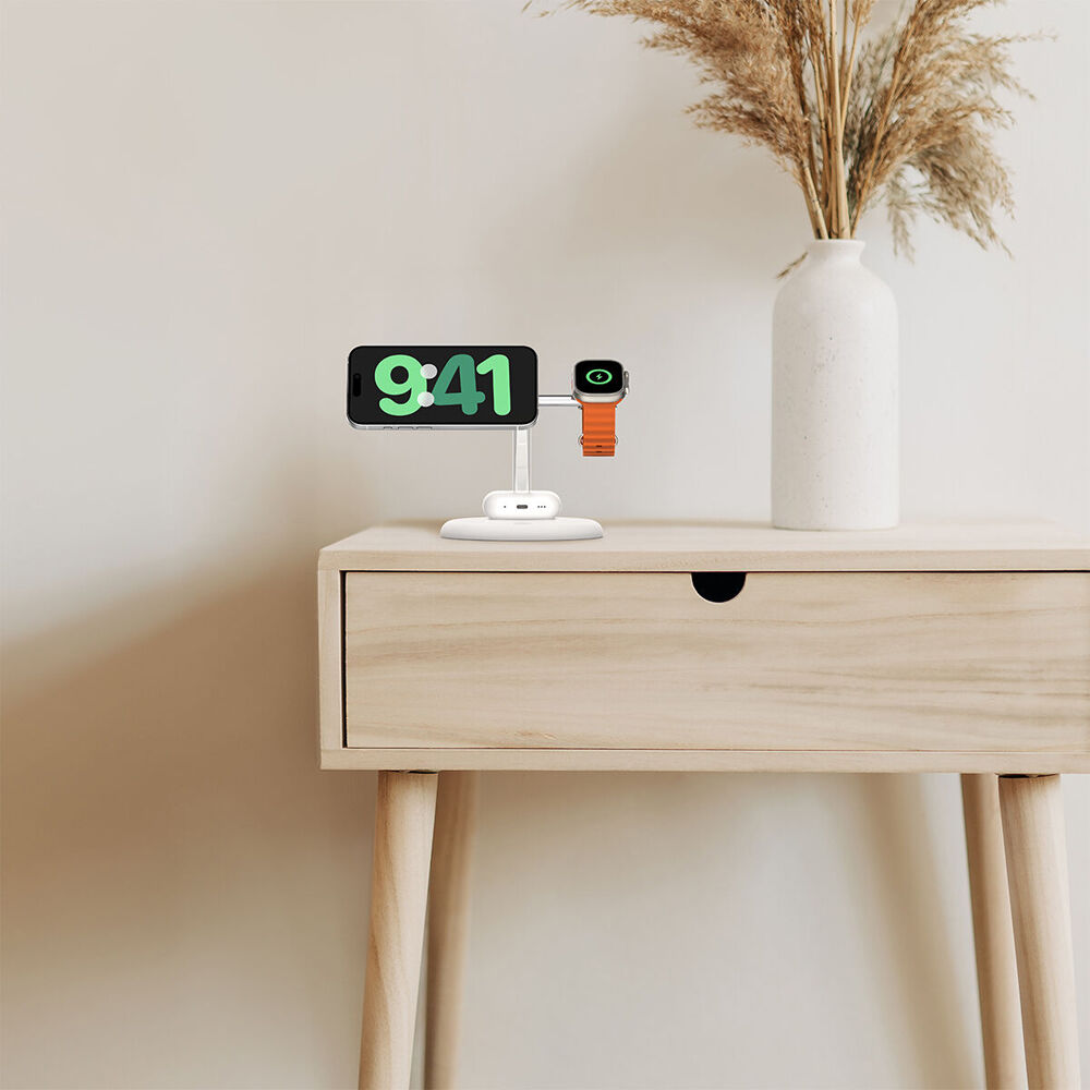 Belkin BoostCharge Pro 15W 3-in-1 Magnetic Wireless Charging Stand w/ Qi2 White